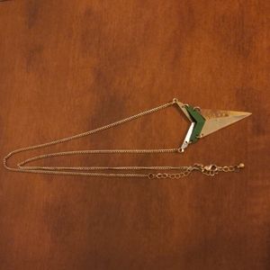 Art deco style gold tone triangle necklace